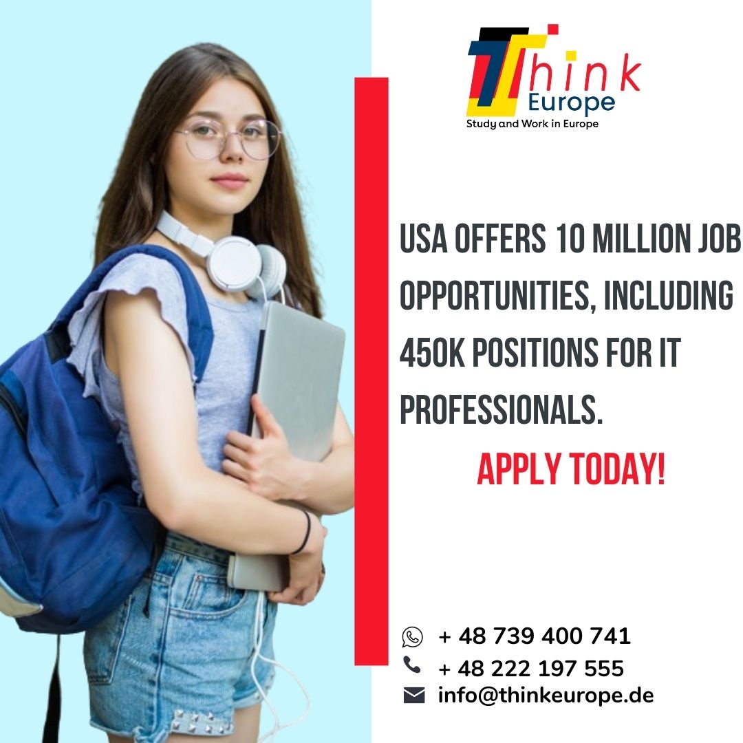 USA offers 10 million job opportunities, including 450K positions for IT professionals. Apply today!